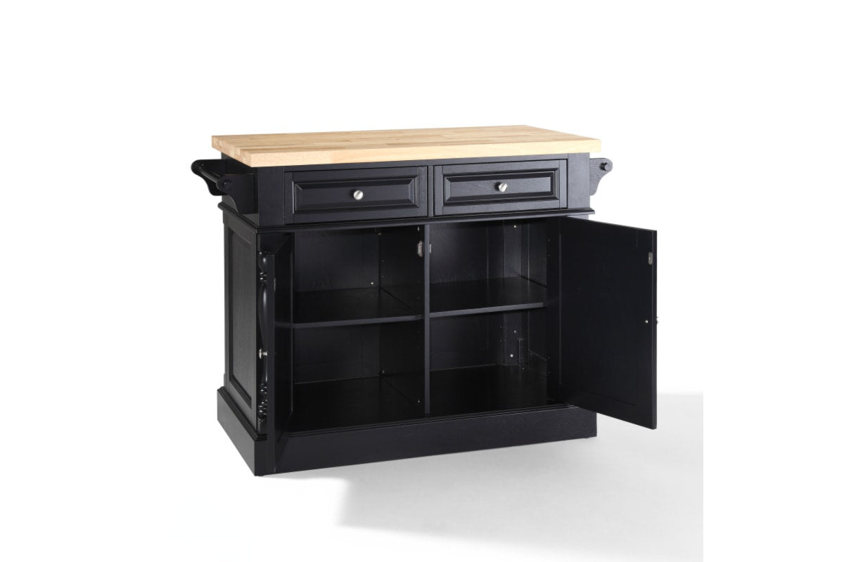 Oxford Butcher Block Kitchen Island - Black & Natural