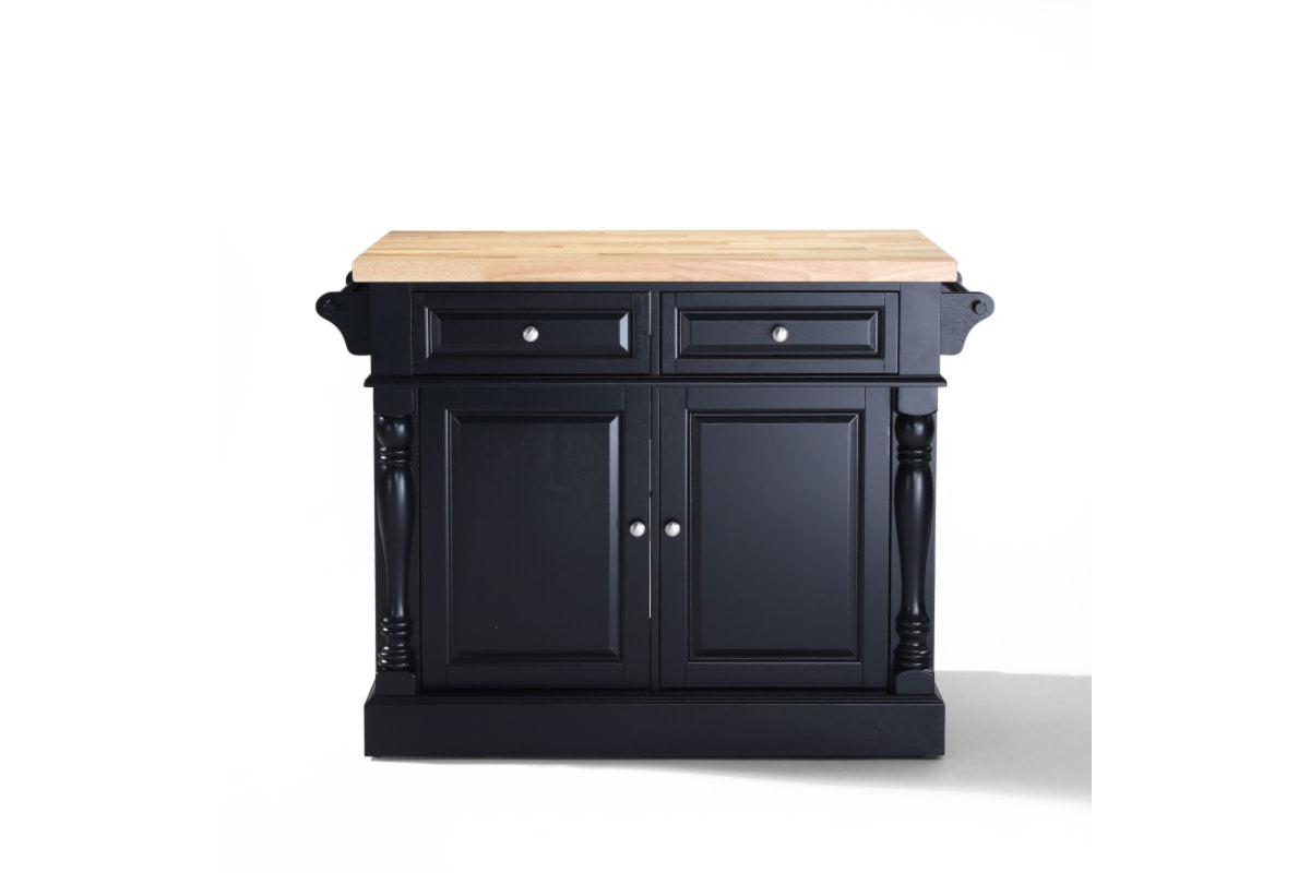 Oxford Butcher Block Kitchen Island - Black & Natural