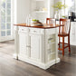 Coventry Drop Leaf Top Kitchen Island W/School House Stools - White