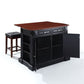 Coventry Drop Leaf Top Kitchen Island W/Uph Square Stools - Black