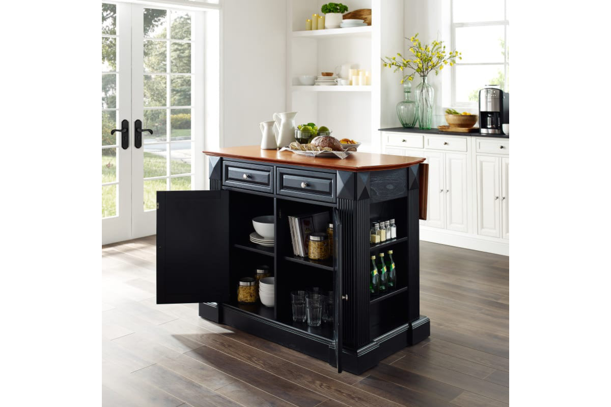 Coventry Drop Leaf Top Kitchen Island - Black