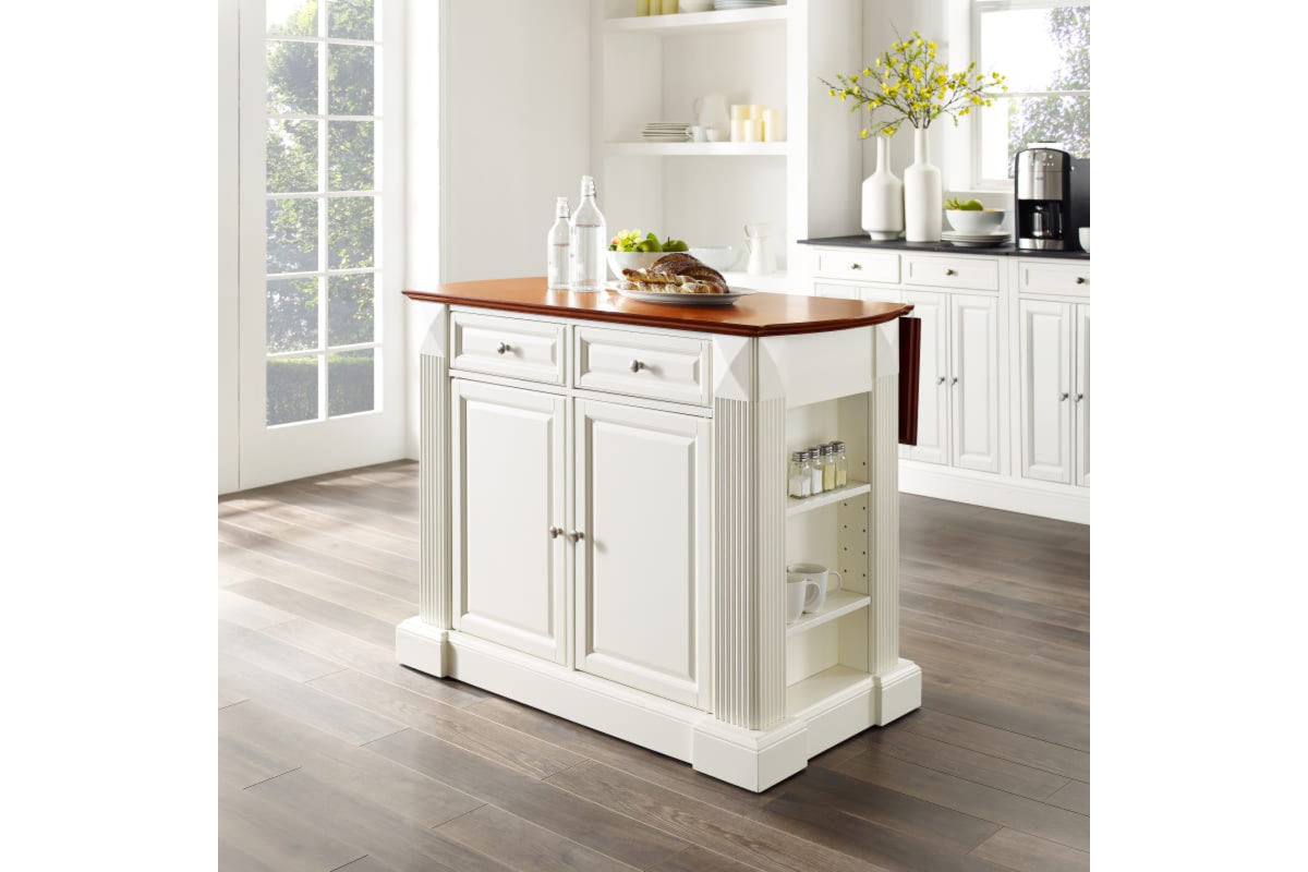 Coventry Drop Leaf Top Kitchen Island - White