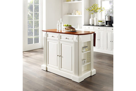 Coventry Drop Leaf Top Kitchen Island - White