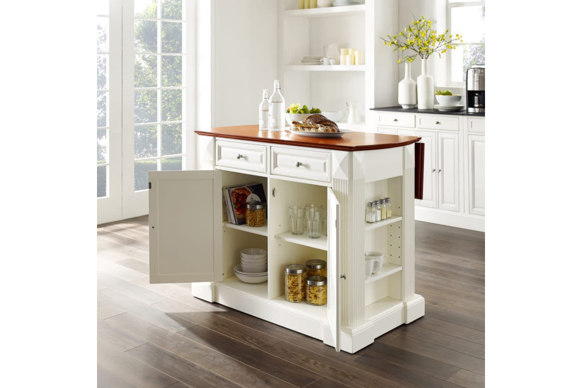 Coventry Drop Leaf Top Kitchen Island - White