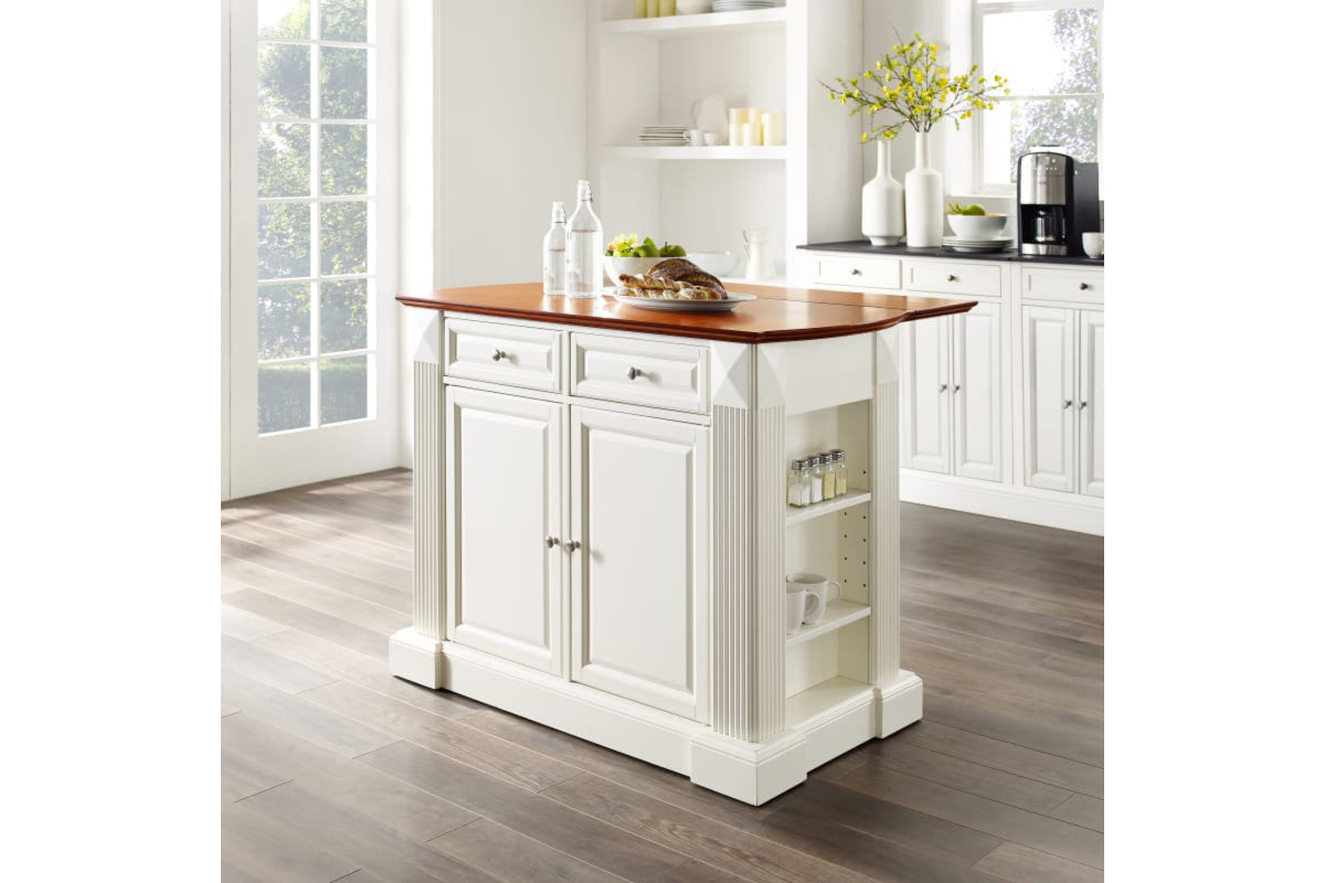 Coventry Drop Leaf Top Kitchen Island - White