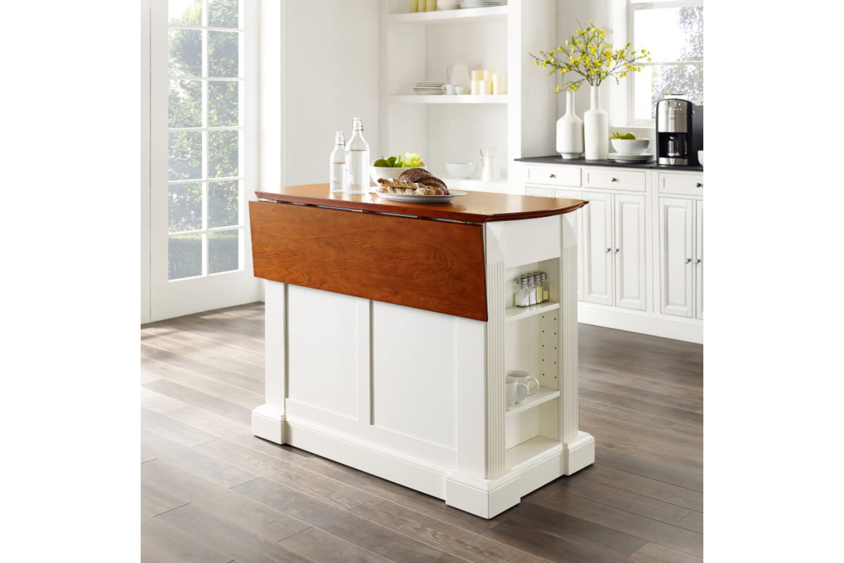 Coventry Drop Leaf Top Kitchen Island - White