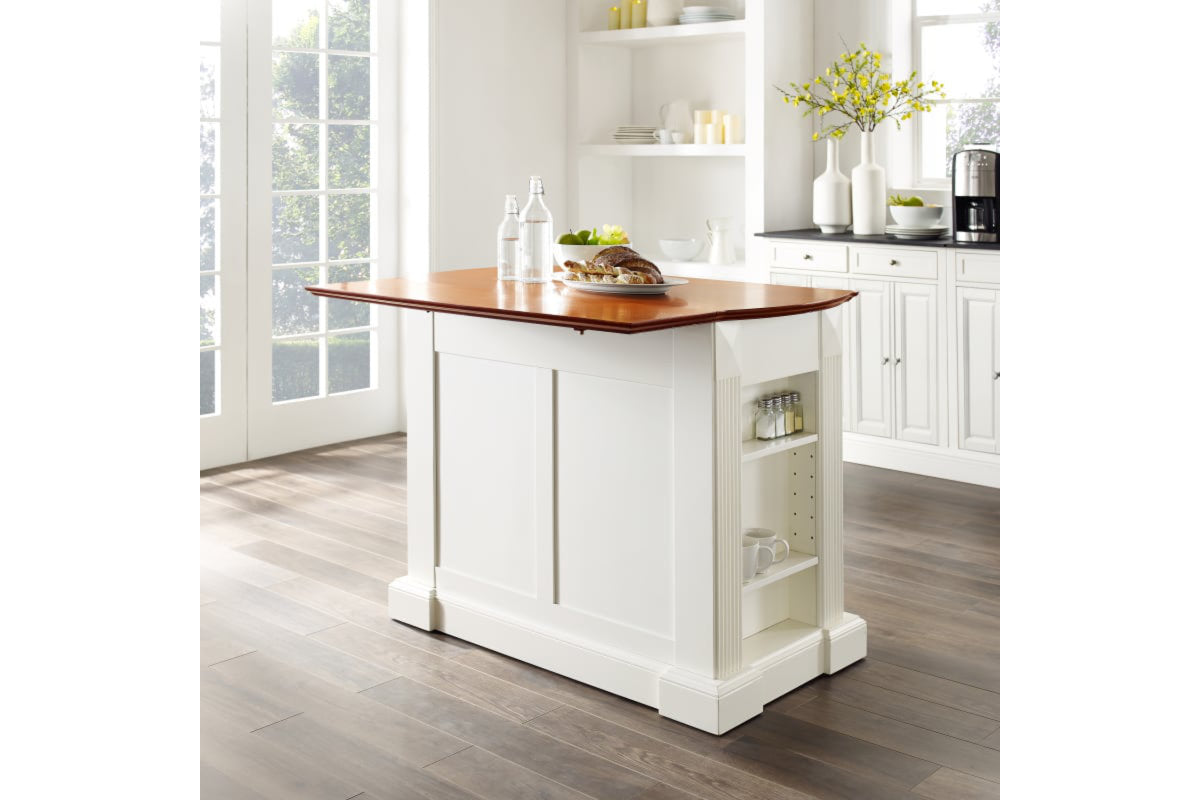 Coventry Drop Leaf Top Kitchen Island - White