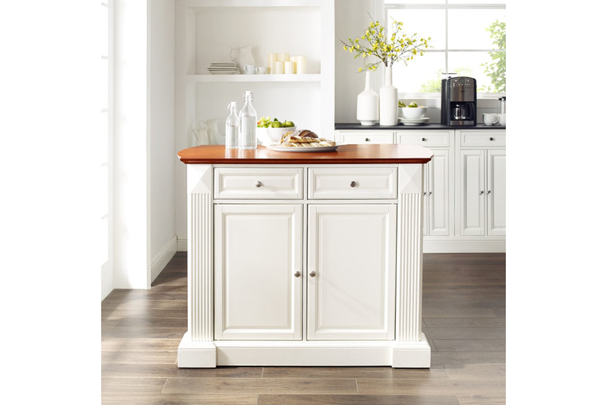 Coventry Drop Leaf Top Kitchen Island - White