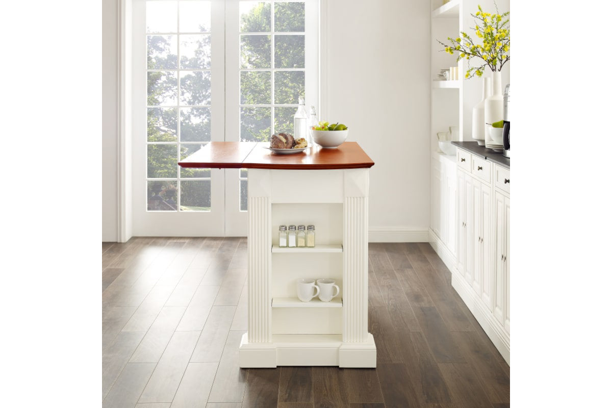 Coventry Drop Leaf Top Kitchen Island - White