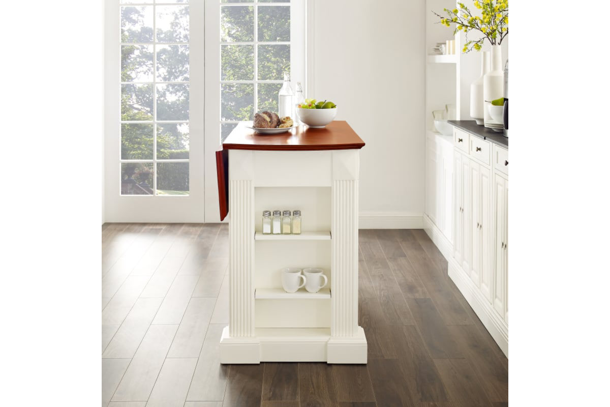 Coventry Drop Leaf Top Kitchen Island - White