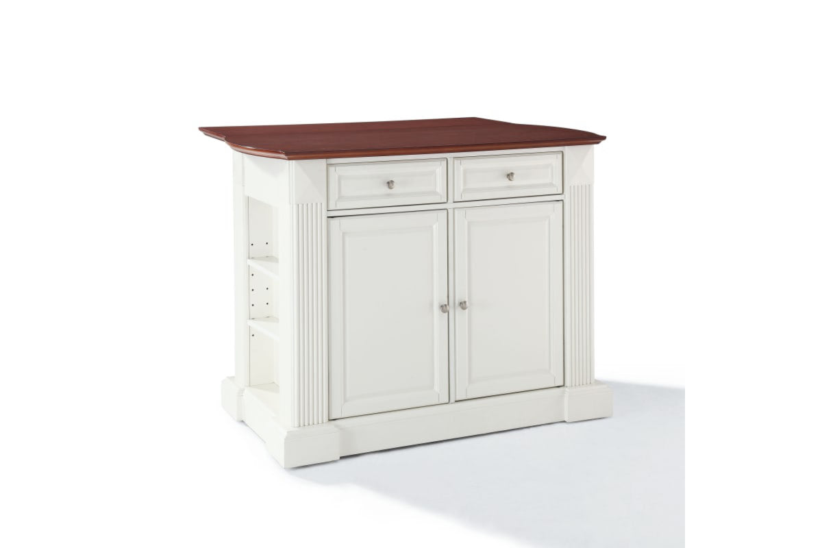 Coventry Drop Leaf Top Kitchen Island - White