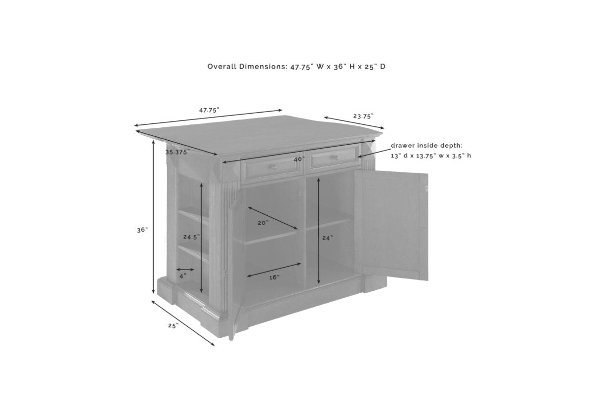 Coventry Drop Leaf Top Kitchen Island - White