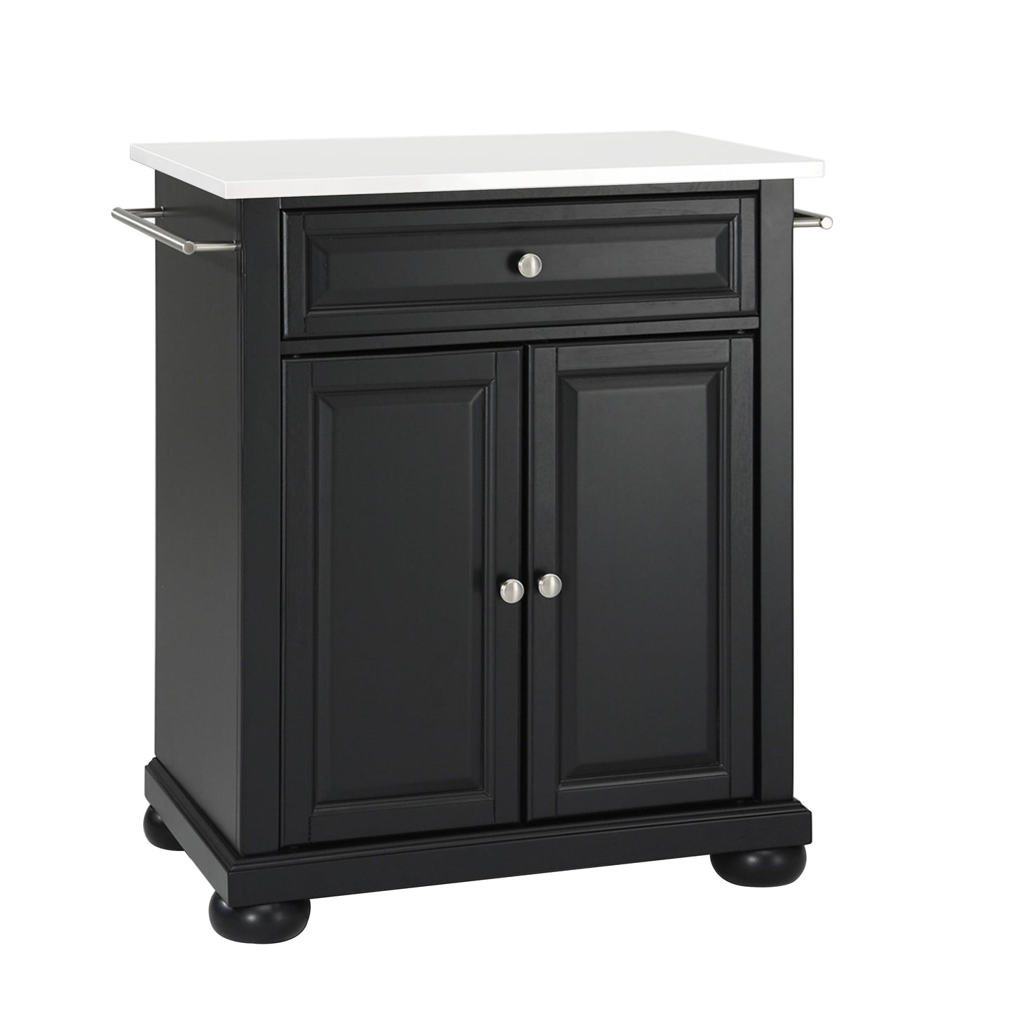 Alexandria Granite Top Portable Kitchen Island/Cart - Black & White Granite