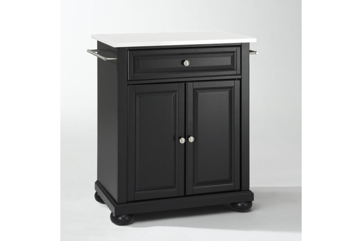 Alexandria Granite Top Portable Kitchen Island/Cart - Black & White Granite