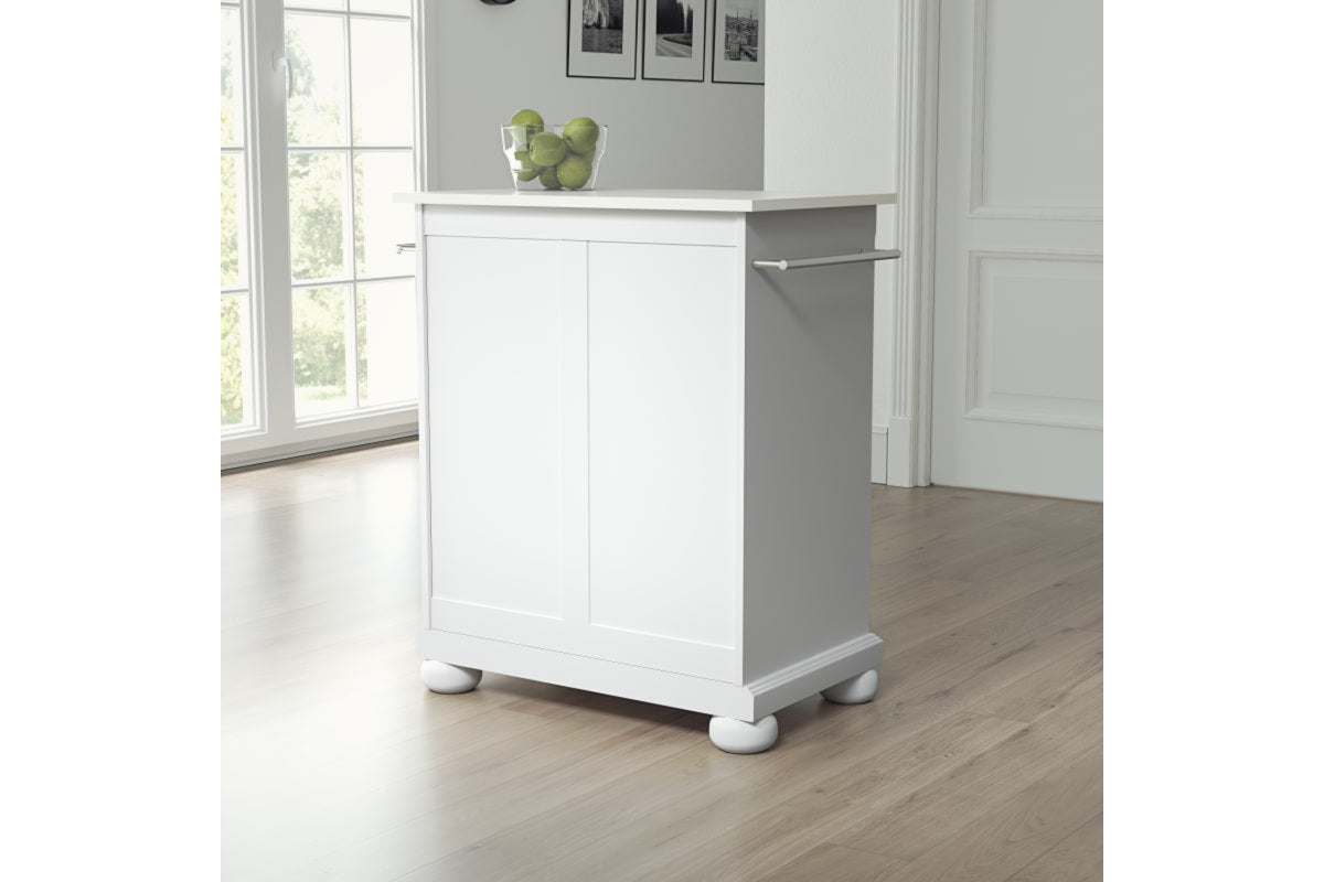 Alexandria Granite Top Portable Kitchen Island/Cart - White & White Granite