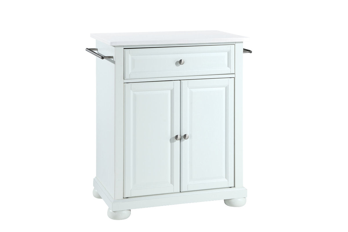 Alexandria Granite Top Portable Kitchen Island/Cart - White & White Granite