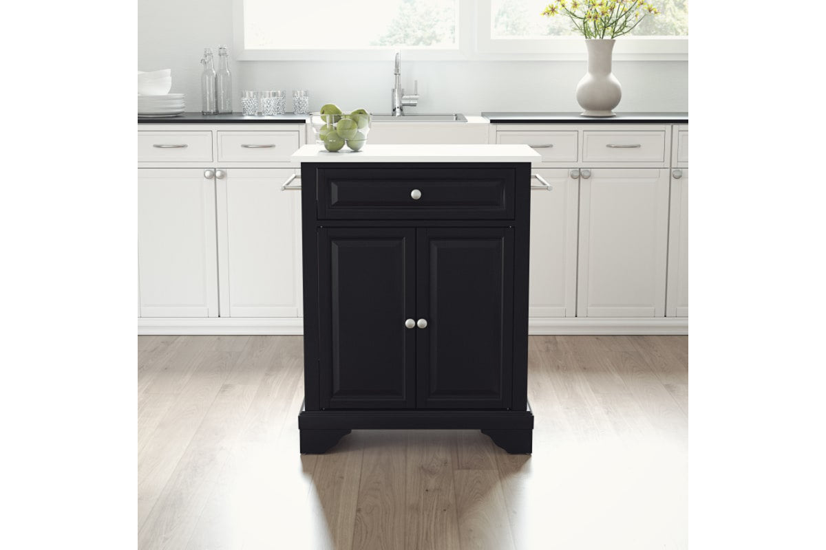 Lafayette Granite Top Portable Kitchen Island/Cart - Black & White Granite