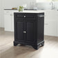 Lafayette Granite Top Portable Kitchen Island/Cart - Black & White Granite