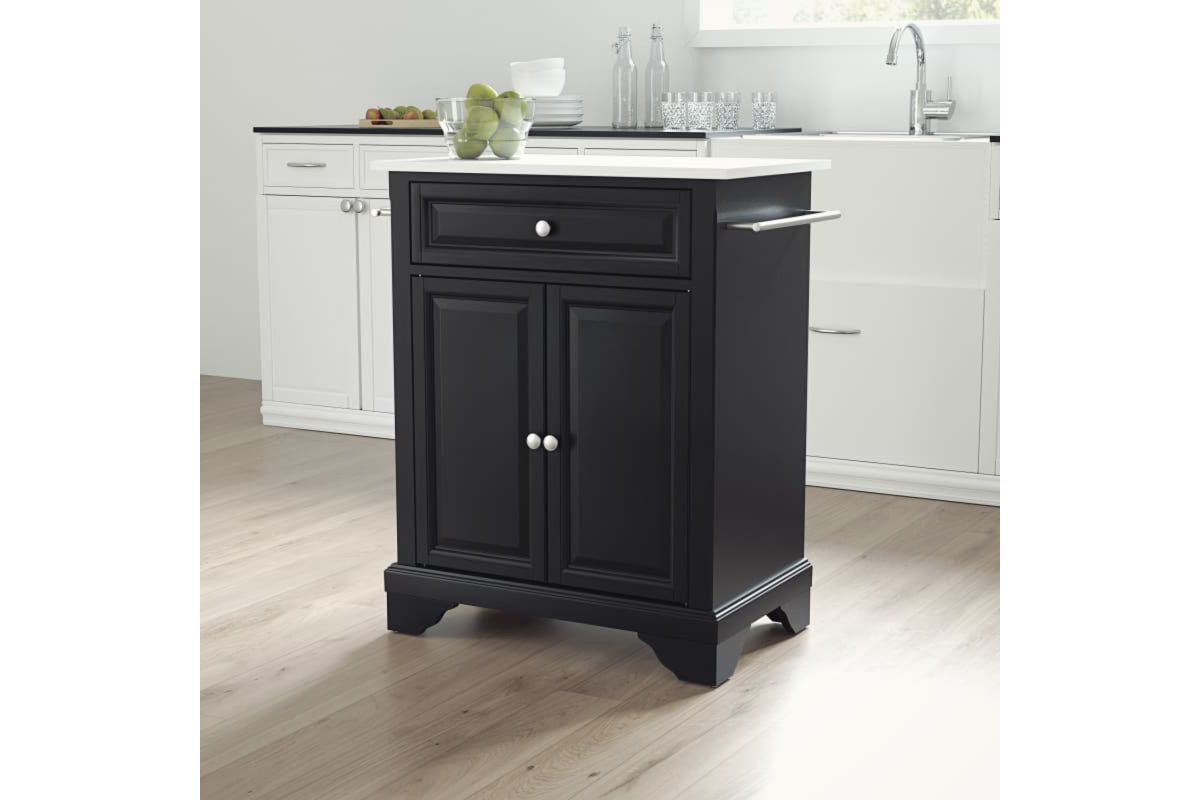 Lafayette Granite Top Portable Kitchen Island/Cart - Black & White Granite