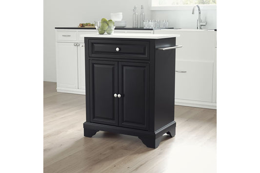 Lafayette Granite Top Portable Kitchen Island/Cart - Black & White Granite