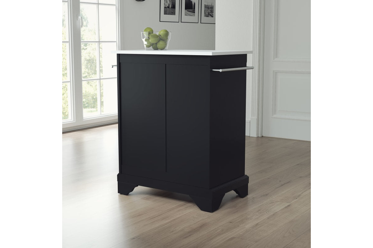 Lafayette Granite Top Portable Kitchen Island/Cart - Black & White Granite