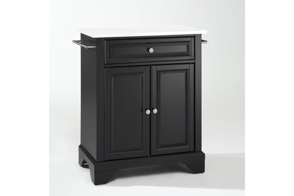 Lafayette Granite Top Portable Kitchen Island/Cart - Black & White Granite