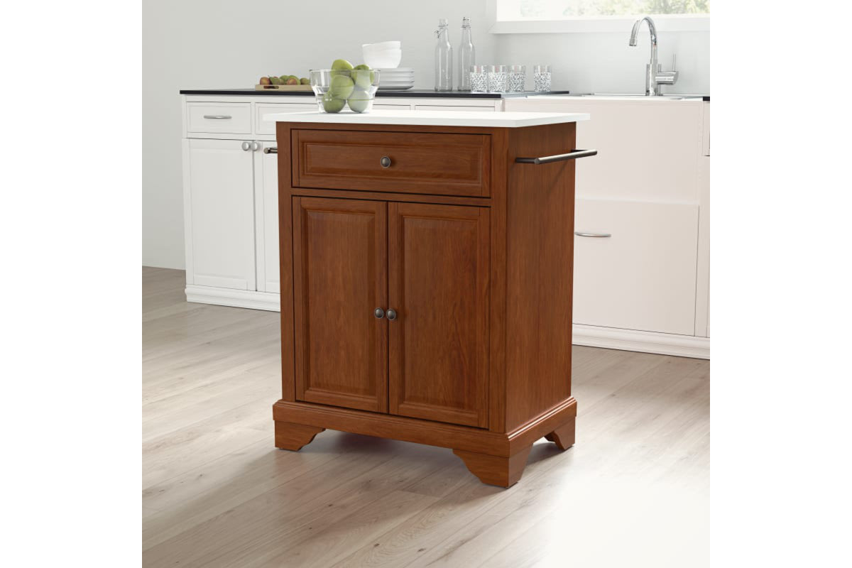 Lafayette Granite Top Portable Kitchen Island/Cart - Cherry & White Granite