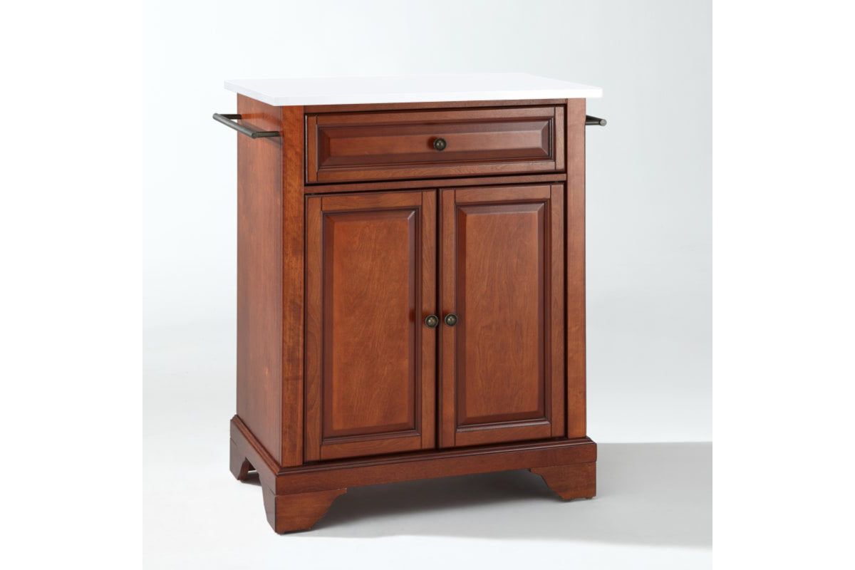 Lafayette Granite Top Portable Kitchen Island/Cart - Cherry & White Granite