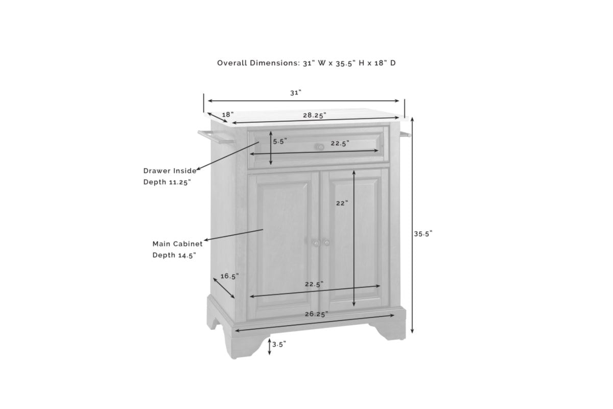 Lafayette Granite Top Portable Kitchen Island/Cart - Cherry & White Granite