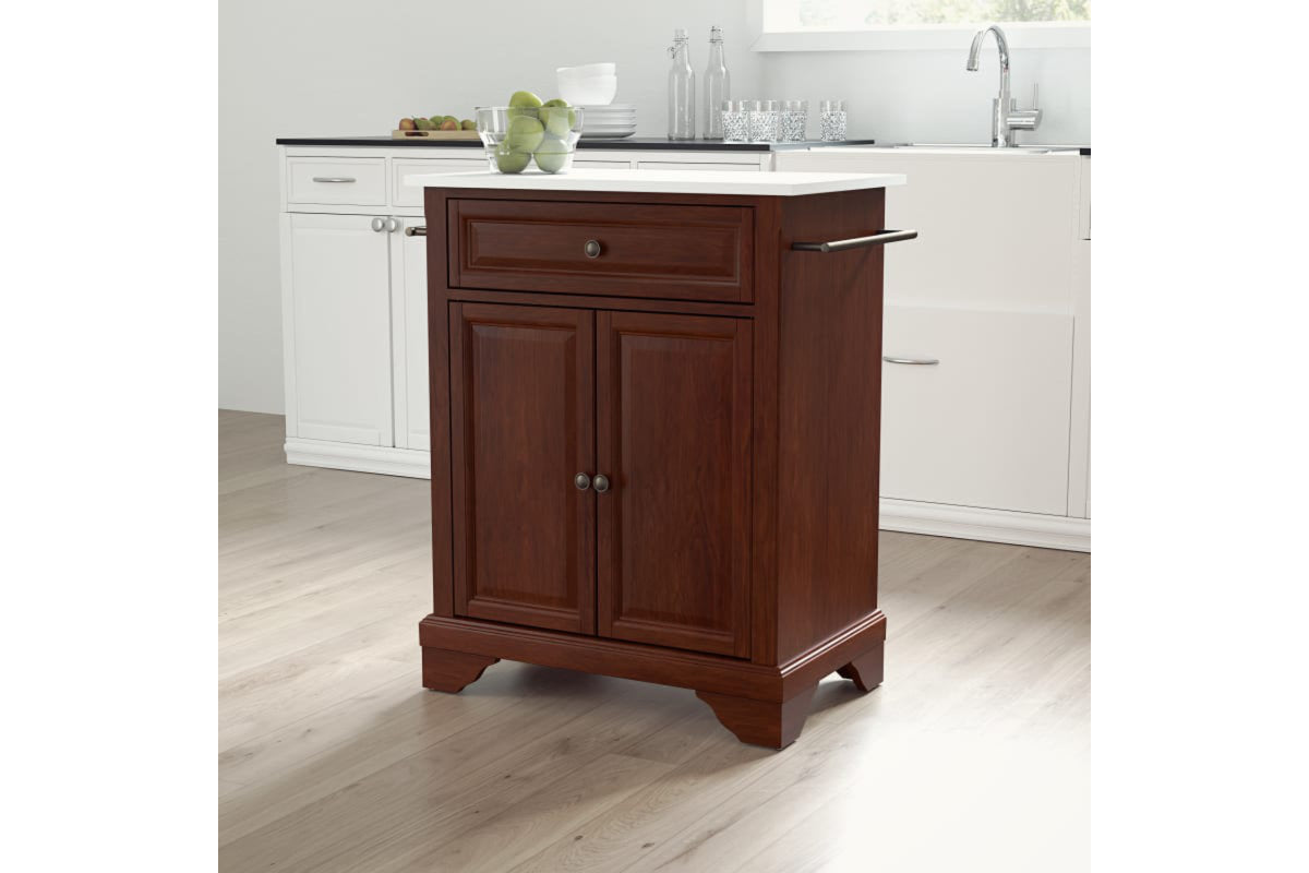 Lafayette Granite Top Portable Kitchen Island/Cart - Mahogany & White Granite