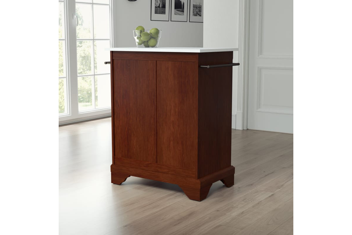 Lafayette Granite Top Portable Kitchen Island/Cart - Mahogany & White Granite