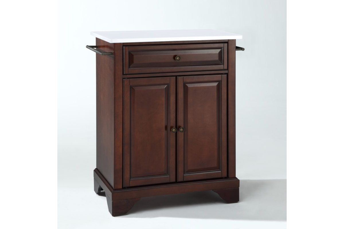 Lafayette Granite Top Portable Kitchen Island/Cart - Mahogany & White Granite