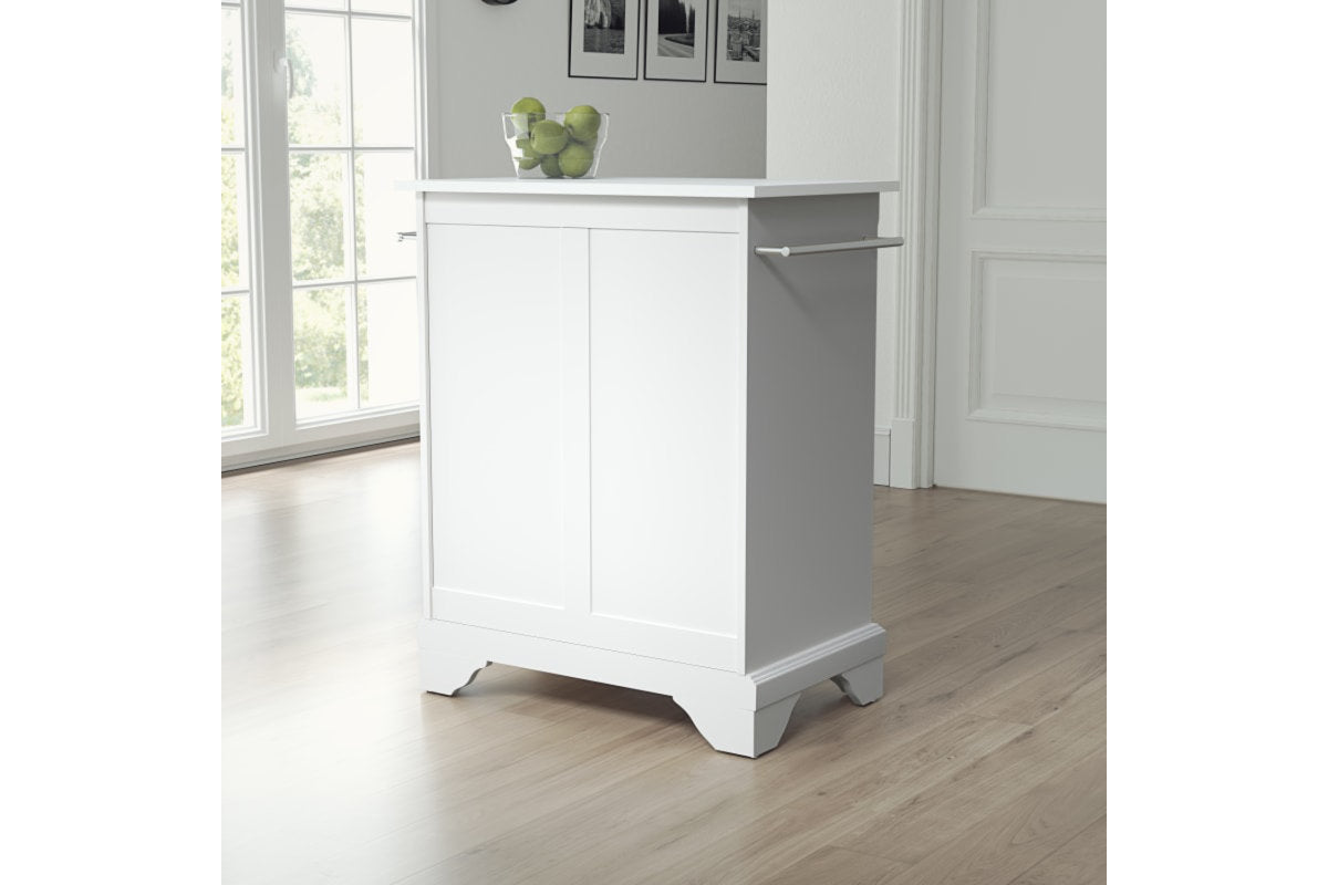 Lafayette Granite Top Portable Kitchen Island/Cart - White & White Granite