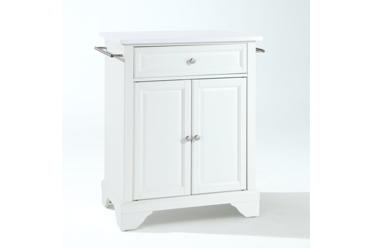 Lafayette Granite Top Portable Kitchen Island/Cart - White & White Granite