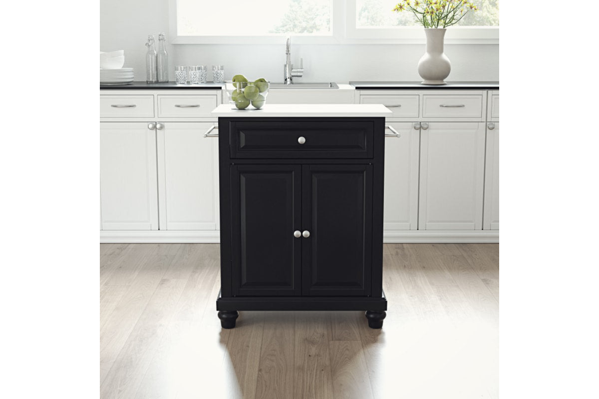 Cambridge Granite Top Portable Kitchen Island/Cart - Black & White Granite