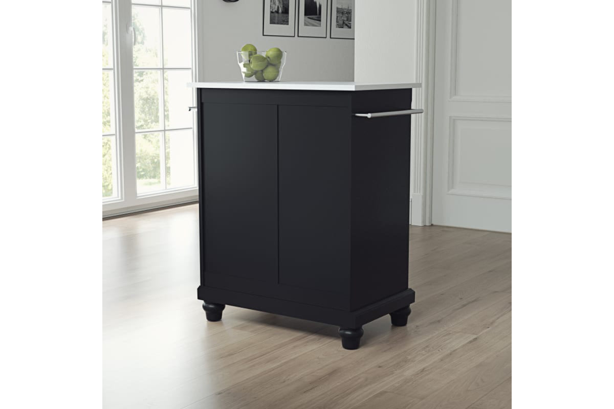 Cambridge Granite Top Portable Kitchen Island/Cart - Black & White Granite