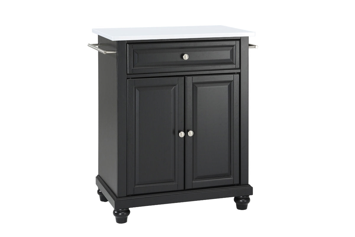 Cambridge Granite Top Portable Kitchen Island/Cart - Black & White Granite