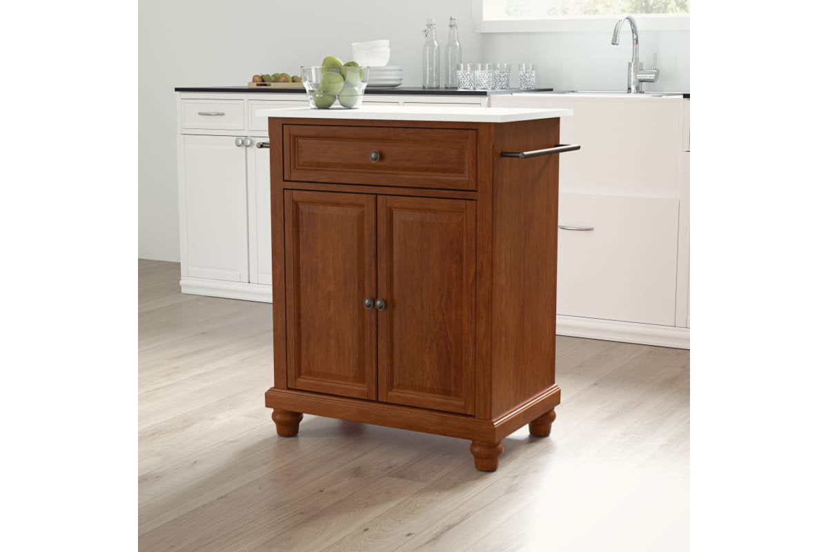 Cambridge Granite Top Portable Kitchen Island/Cart - Cherry & White Granite