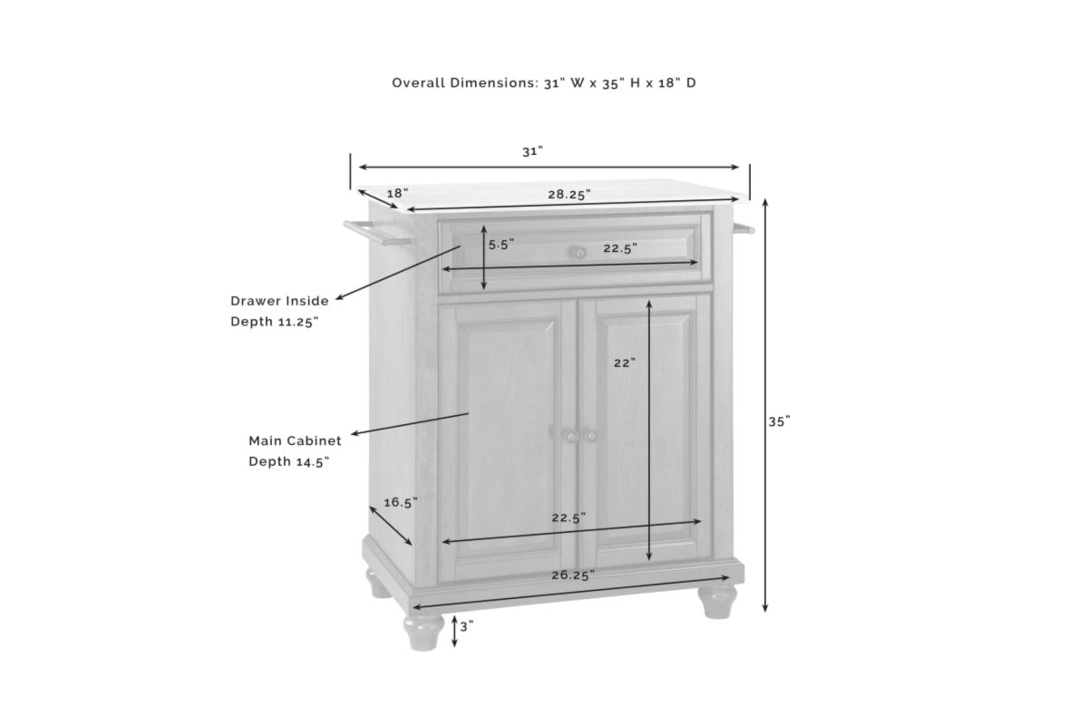 Cambridge Granite Top Portable Kitchen Island/Cart - Cherry & White Granite