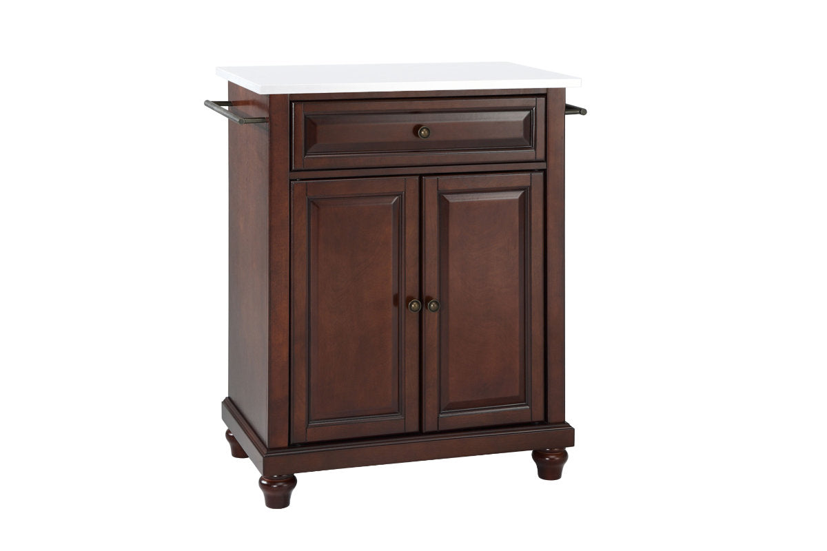 Cambridge Granite Top Portable Kitchen Island/Cart - Mahogany & White Granite