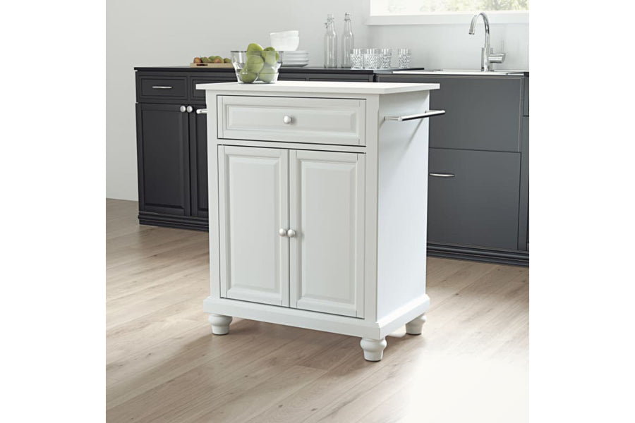 Cambridge Granite Top Portable Kitchen Island/Cart - White & White Granite