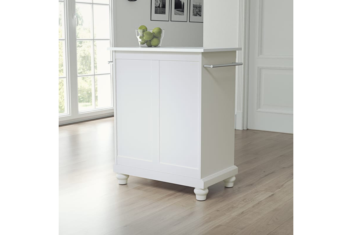 Cambridge Granite Top Portable Kitchen Island/Cart - White & White Granite