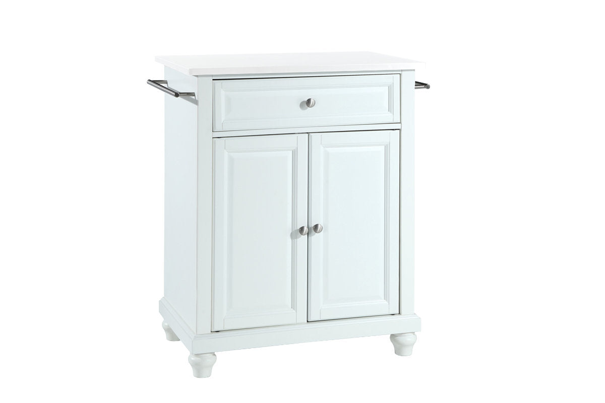 Cambridge Granite Top Portable Kitchen Island/Cart - White & White Granite