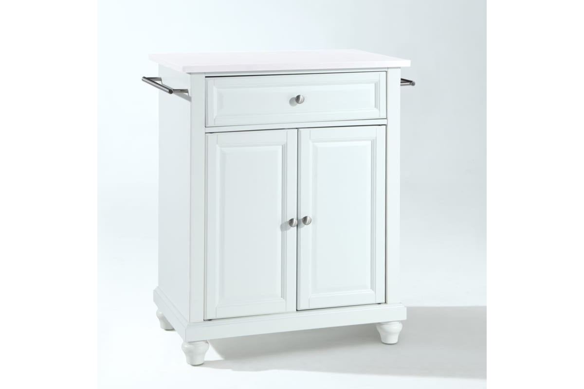 Cambridge Granite Top Portable Kitchen Island/Cart - White & White Granite