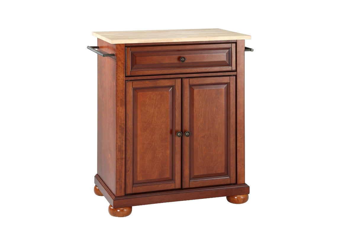 Alexandria Wood Top Portable Kitchen Island/Cart - Cherry & Natural