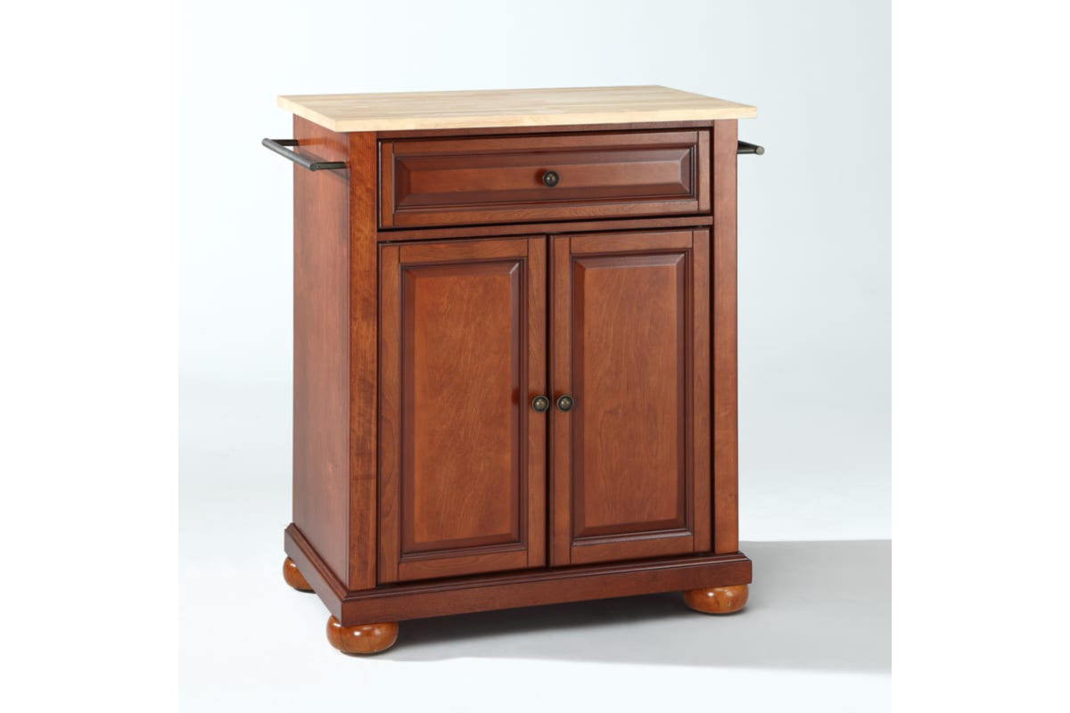 Alexandria Wood Top Portable Kitchen Island/Cart - Cherry & Natural