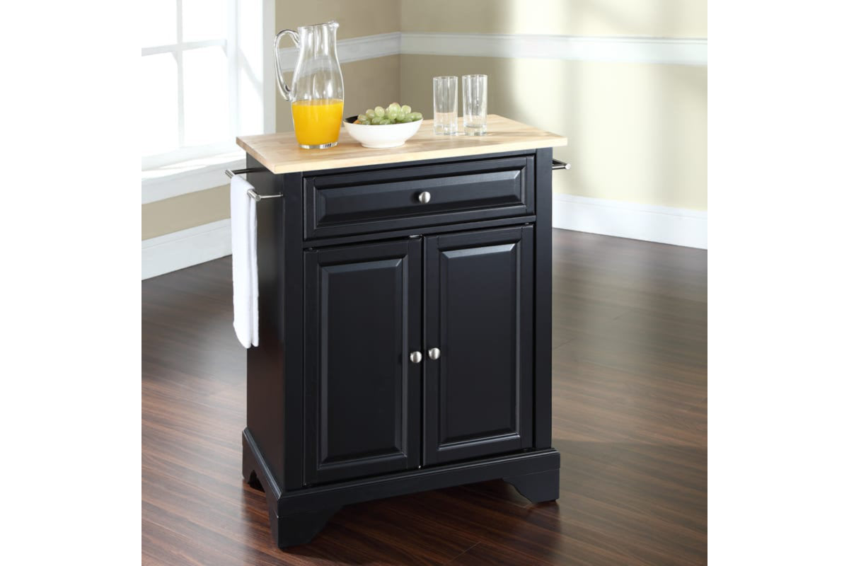 Lafayette Wood Top Portable Kitchen Island/Cart - Black & Natural