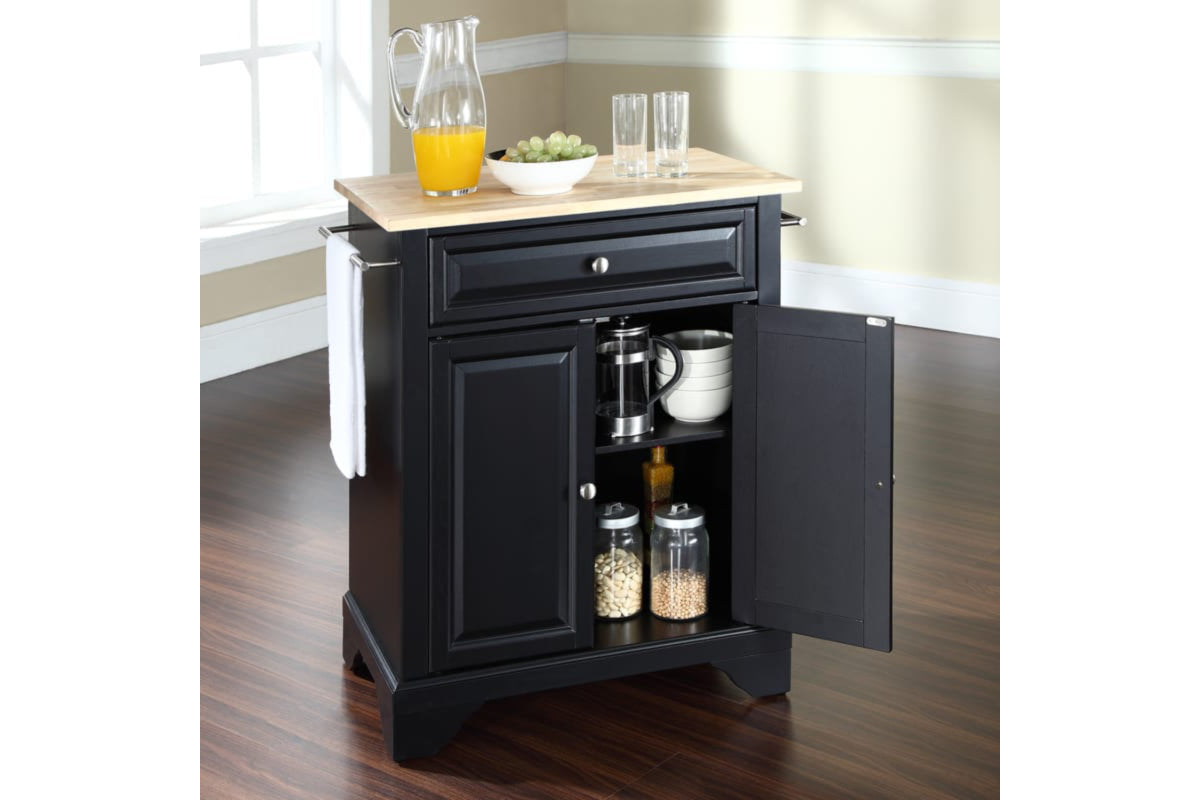 Lafayette Wood Top Portable Kitchen Island/Cart - Black & Natural