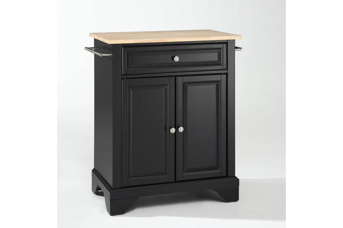 Lafayette Wood Top Portable Kitchen Island/Cart - Black & Natural