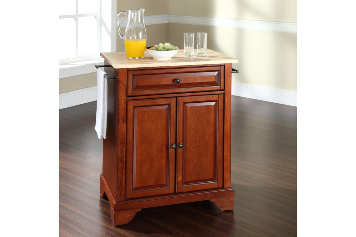 Lafayette Wood Top Portable Kitchen Island/Cart - Cherry & Natural